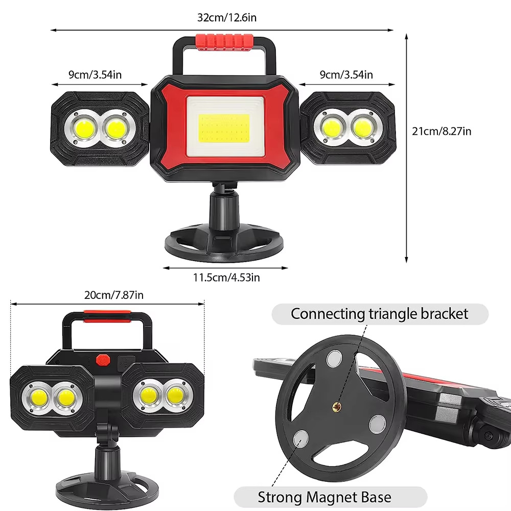 2025 Hot Sale Three-page Lamp Rotating Folding Mobile Charging Strong Magnetic Adsorption Car Inspection Lighting Work Lamp COB