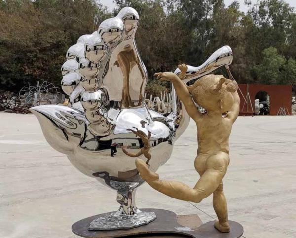 Escultura animal de aço inoxidável decorativa pública das estátuas exteriores contemporâneas do metal