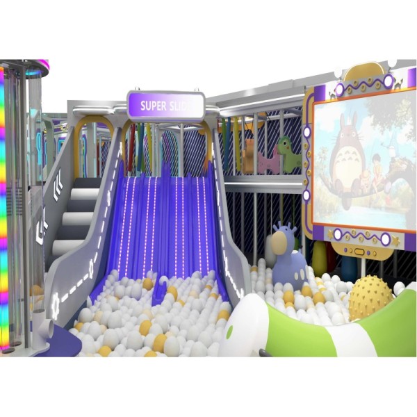 Macaron Indoor Trampoline Playground All In One Soft Play Family Entertainment Center for Villa
