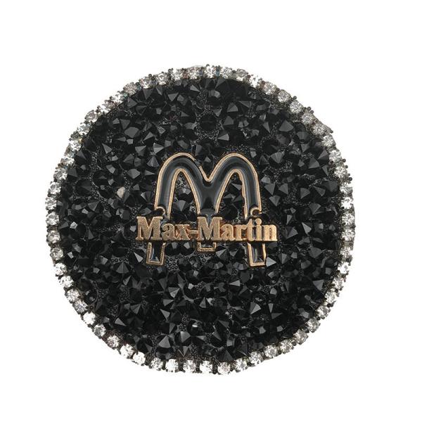 Round Custom Rhinestone Patches / Black Rhinestone Letter Patches