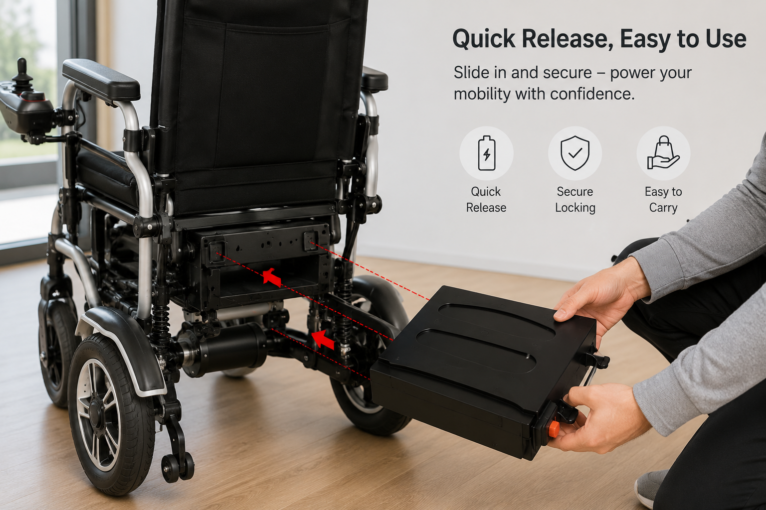 24V 12Ah Lithium Battery Pack | 240Wh Battery for Electric Wheelchairs, Medical Devices