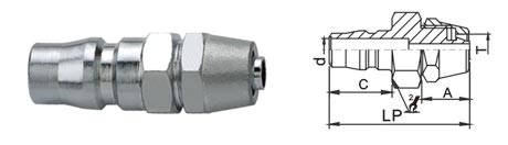 1/8 -1/2 Inch Pneumatic Quick Disconnect Couplings , LSQ-AA Pneumatic Connectors