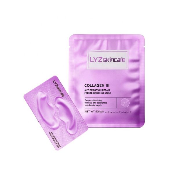 OEM Factory Custom Freeze-Dried Eye Mask Hyaluronic Acid Ceramide Collagen III Brightening Firming Anti-Aging Properties