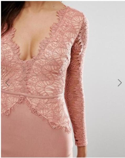 Newest Design Women Sexy Bodycon V-Neck  Dress With Lace Detail Hot Sale