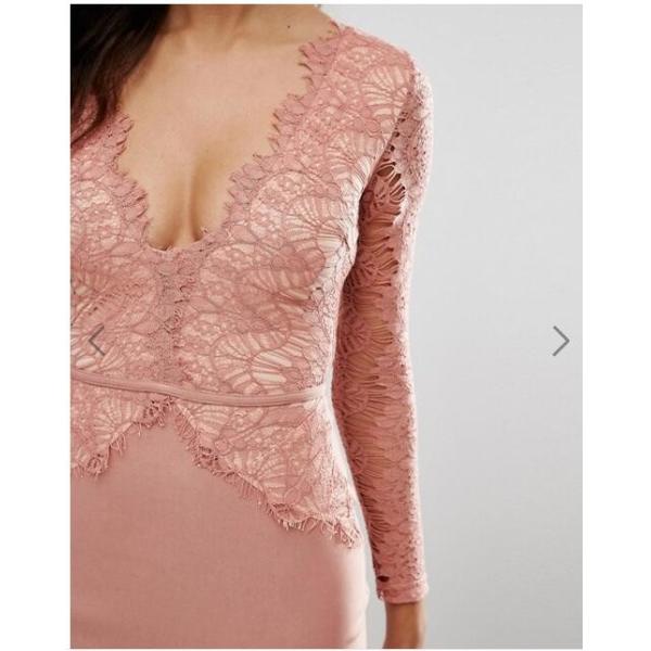 Newest Design Women Sexy Bodycon V-Neck Dress With Lace Detail Hot Sale