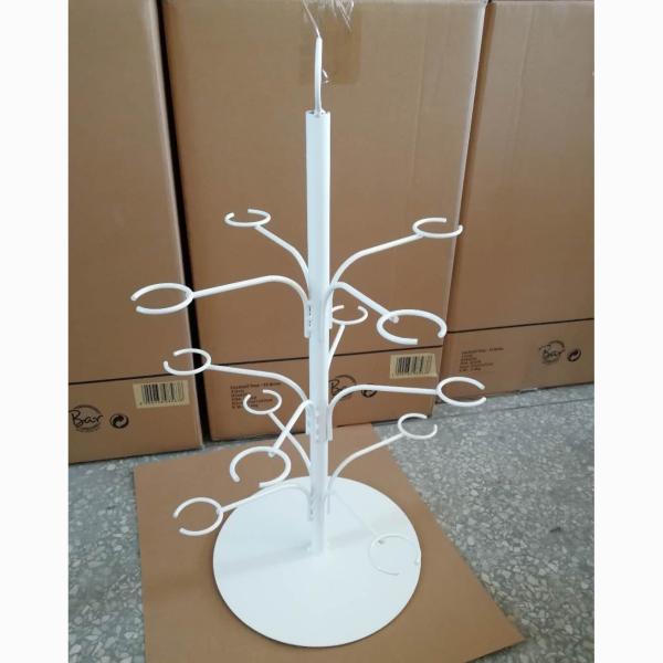 Cremalheira branca do suporte da árvore do cocktail de 12 braços, 3 de vinho do vidro do metal camadas de cremalheira de exposição