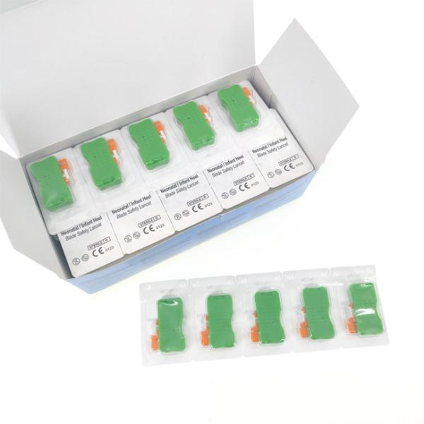 Ланцет для детей с ножом на каблуке 1,0 мм * 2,5 мм, зеленый, 50 штук в упаковке