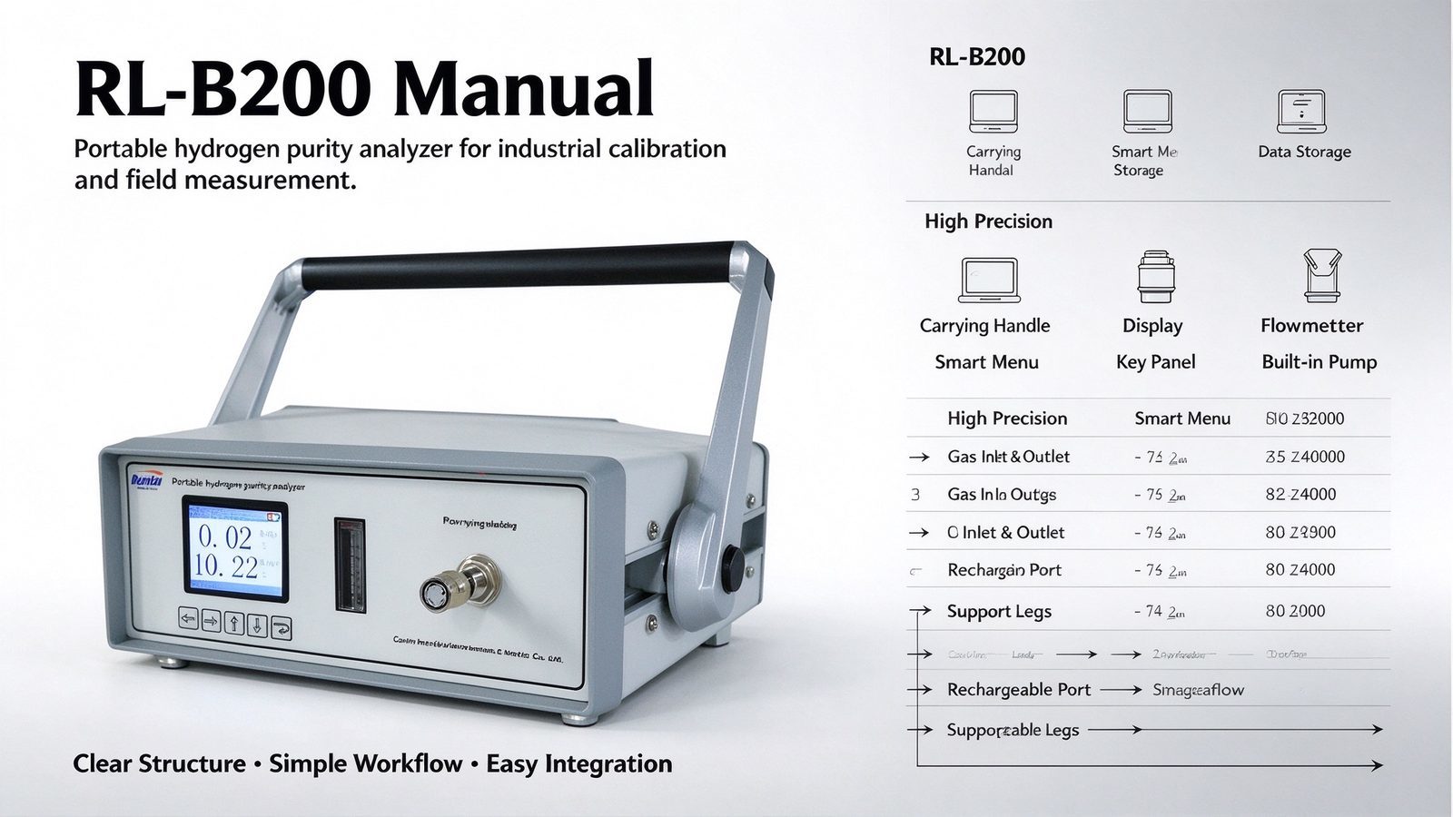 Metal Portable Gas Analyzer LCD Display Hydrogen H2 Gas Detector 0-100%VOL Hydrogen Leak Detection