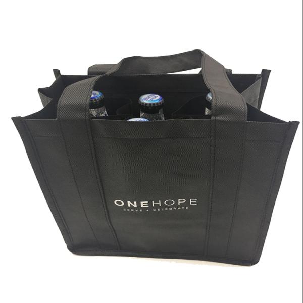 Durable Reusable Printed Non Woven Carry Bags , 6 Bottle Wine Tote Bags