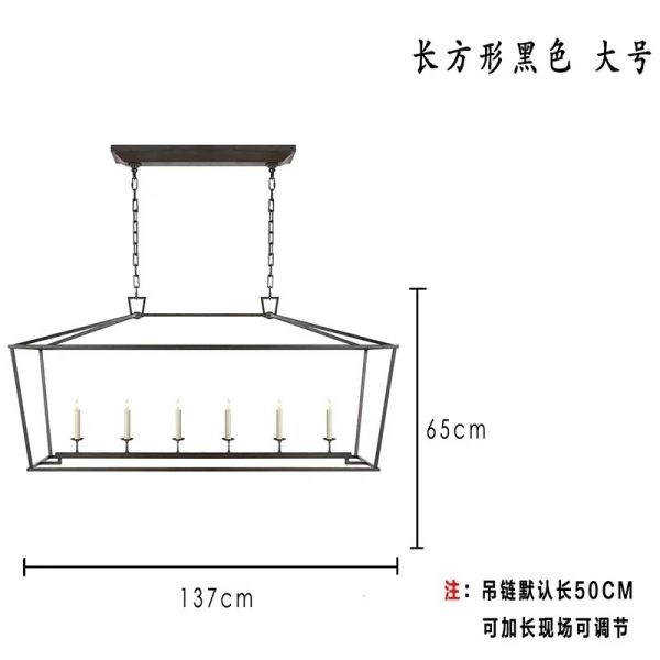 Loft Vintage Iron Birdcage Pendant Light Modern  Darlana Linear Lantern Chandelier（WH-AP-640）