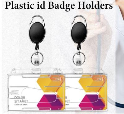 Pack Badge Holder Retractable Clip Heavy Duty Reels With Vertical Sliding ID Badge Holder Black Hard Plastic For Women Nurse Teacher Student
