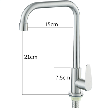 Stainless Steel Body Deck Mounted Tap Cold And Hot Mixer Spring Silver Kitchen Faucet