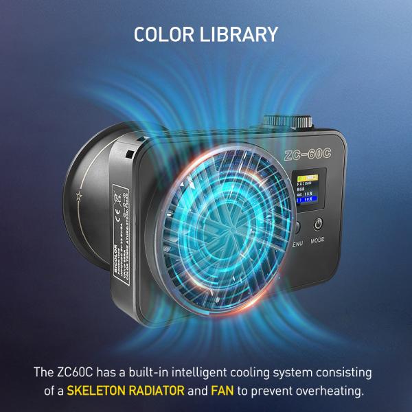 Оптовый портативный светодиодный видеопросвет ZC-60RGB, полный цвет RGB с CCT 2700-7500K