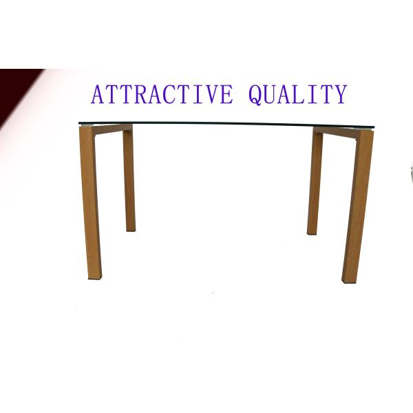 Clear OEM Tempered Glass Dining Table With 60x60mm Aluminum Plate
