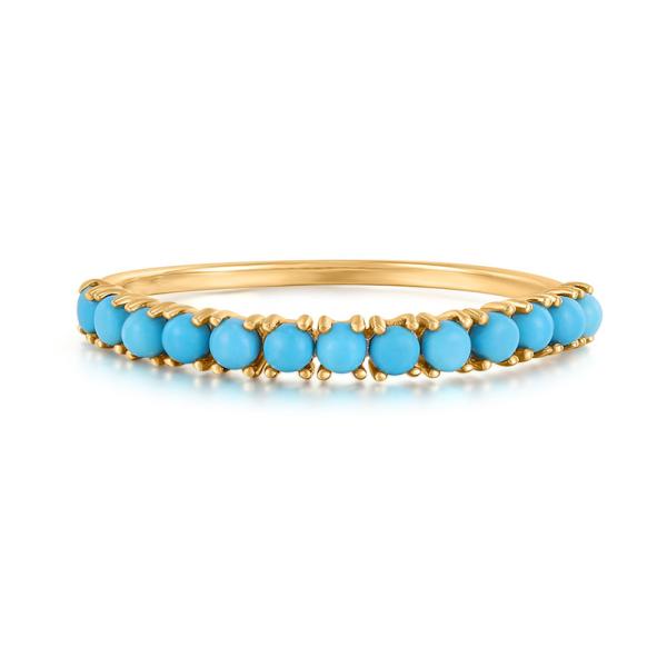 Custom Jewelry Half Turquoise Gold Plated Durable Delicate 925 Silver Rings Fashion