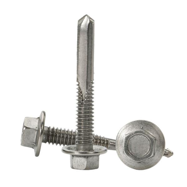 410 Stainless Steel Hex Flange Head Heavy Duty Self Drilling Metal Screws Tek Point #5 BSD