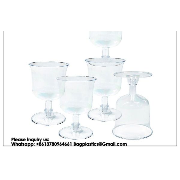 Mini Dessert Cups With Spoons, Clear Plastic Parfait Glasses With Gold Rim, Small Cake Shooter Cups For Party Wedding Events Supplies