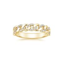 Micron Pave CZ 18K Gold Plated Stacking Chain Link 925 Sterling Silver Women's Rings