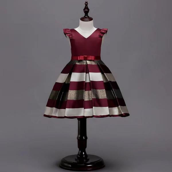 Children'S Dress Clothing Summer Flying Sleeve Striped Girls' Dresses 2-12