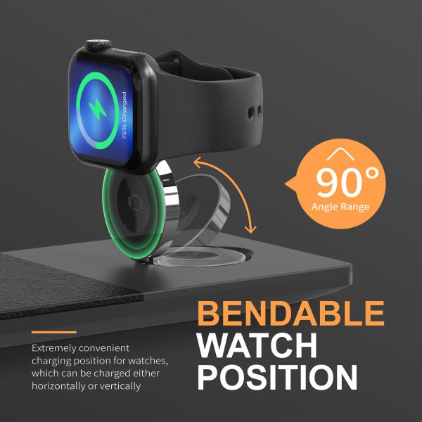 10W/7.5W/5W Qi Wireless Charger Stand Tipo de entrada C Capacidade de carregamento de 15W