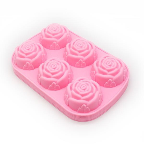 Forme de chocolat en forme de fleur de rose pour la décoration de gâteau en silicone cuisson en 3D rouge rose