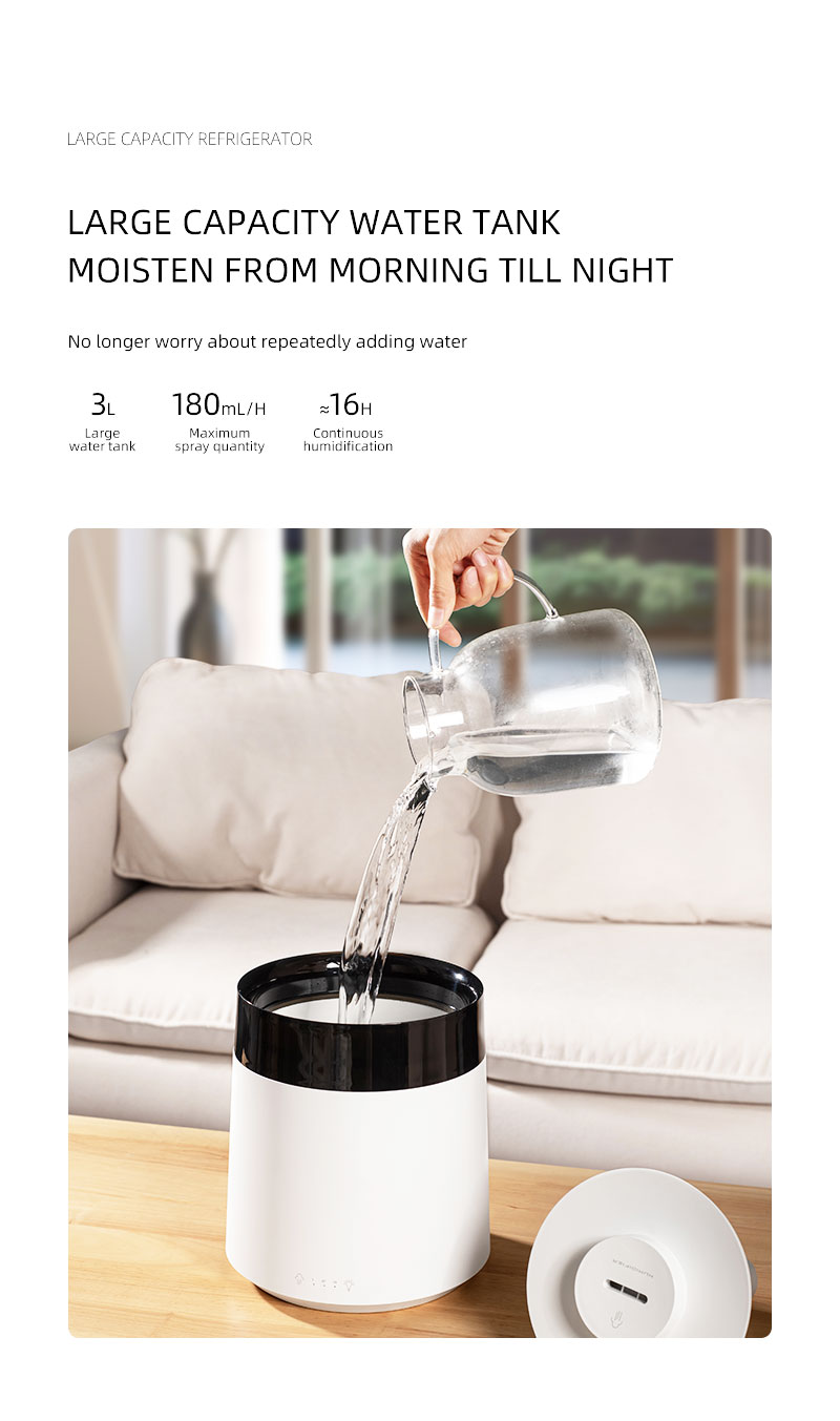 Customized 3L Water Tank 360 Nozzle Cool Mist Top Fill Quiet Rapid Ultrasonic Humidifier for Bedroom Baby Nursery and Plant