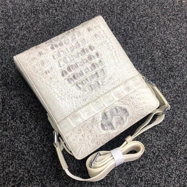 Authentic Crocodile Skin Men's Small Shoulder Bag White Flap Purse Genuine Alligator Leather Male Casual Messenger Bag