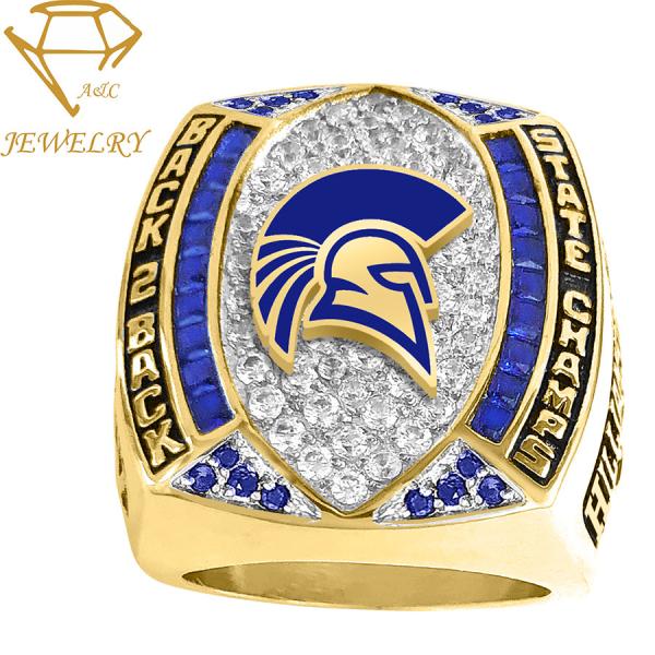 Die Casting Logo Deep Engraved Silver Sports Rings Youth Football Championship Rings
