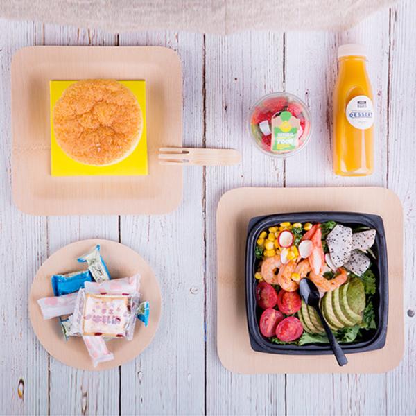 Square Compostable Plates Bulk Disposable Bamboo Dishware 18cm
