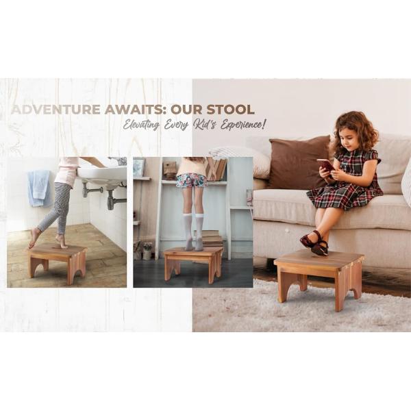 202405 Heavy Duty Portable Wooden Step Stool Nonslip and Convenient for Adults