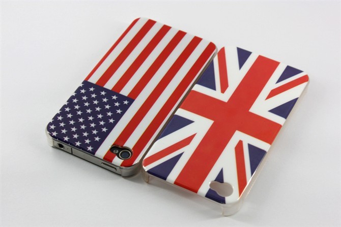 Embossing Flag Iphone 4 Hard Shell Case , PC Ultralight Protective Covers