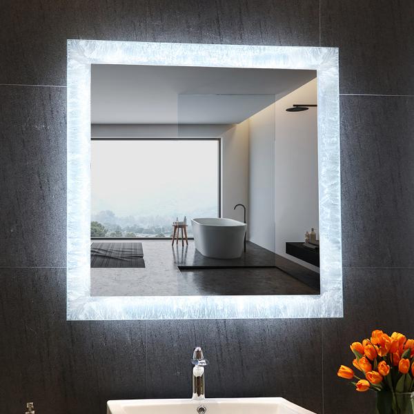 3000K - 6000K Anti Fog Bathroom Mirror 24 30 36 48 Inch Square Light Up Mirror