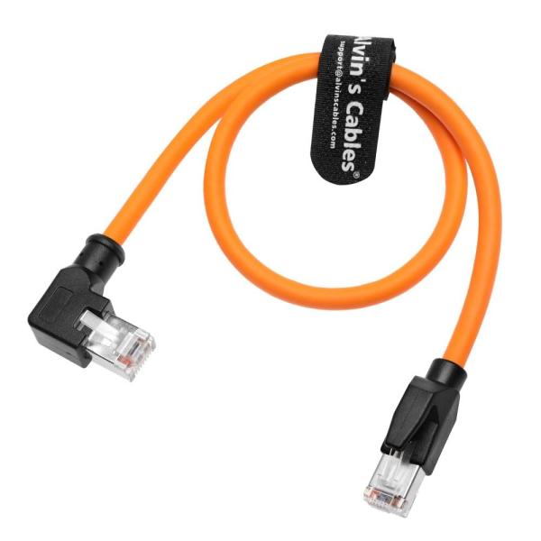 Alvin's Cables Profinet CAT6A câble Ethernet blindé angle gauche haut flexible plaqué or 15m orange pour la robotique PLC