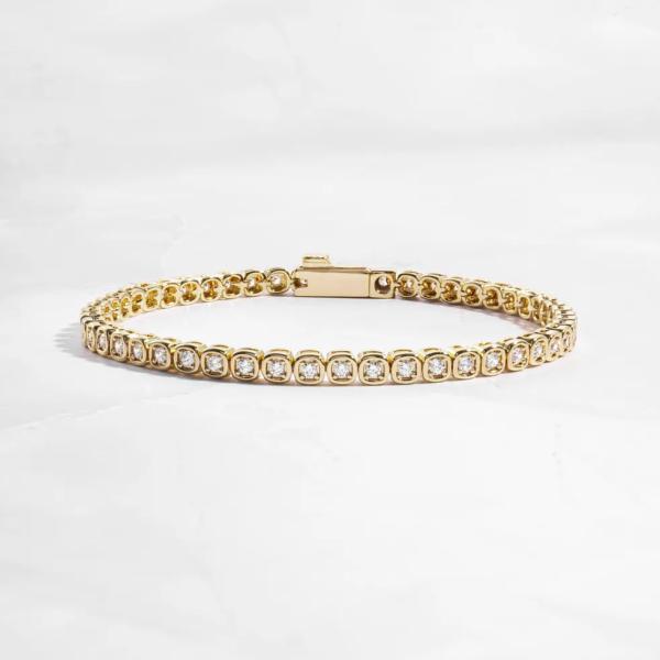 Brazalete de tenis de zircónia de 3 mm 925 Plata 14K Oro Revestido Joyería Unisex