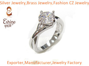 Simulated diamond wedding ring by Brass Cubic Zircon jewelry from Chinese Manufacturer