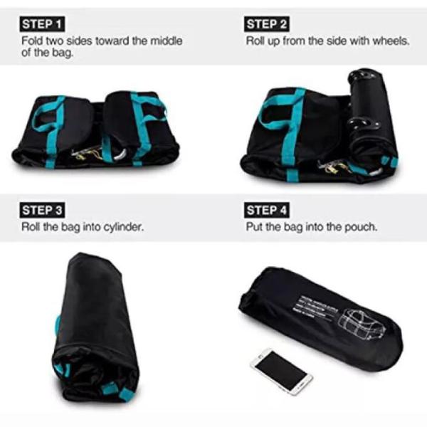 складная спортивная сумка вагонетки багажа перемещения 85л завальцовки с емкостью колес большой