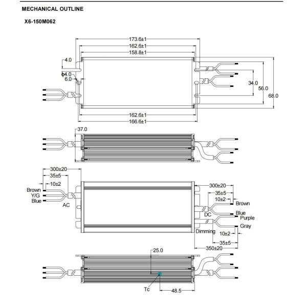 X6-150M062 150W 200W alimentation électrique pour éclairage de rue LED, éclairage d' inondation, éclairage haute baie