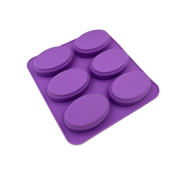 Durable Oval Silicone Soap Mold Lightweight Odorless Purple Color