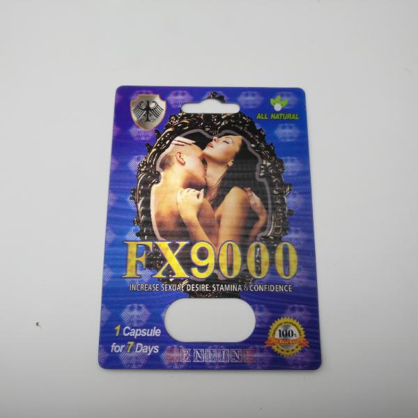 Inventory FX 9000 3D Blister Card Packaging For Male Enhancement Capsule Plastic Insert