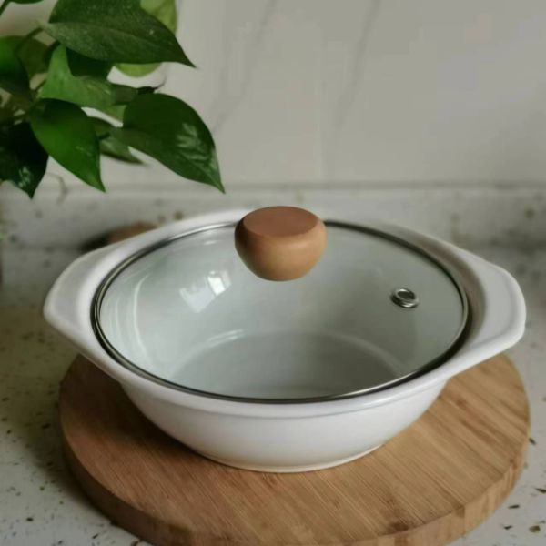 Glass Lid Kitchen Cook Pots Enamel Carbon Steel Cookware Sets 16cm 18cm 20cm 22cm 24cm