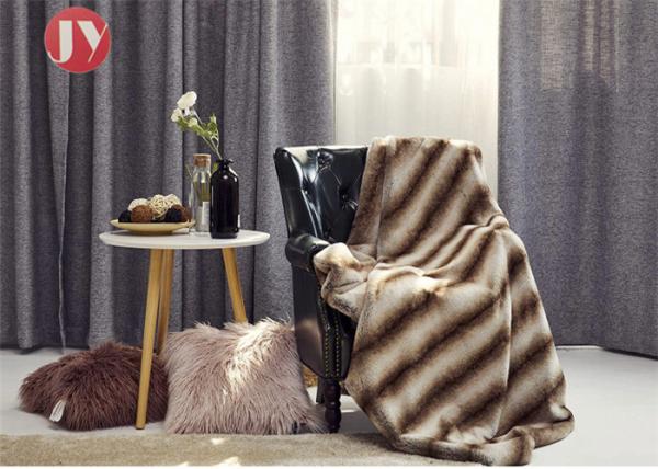 Super Soft Warm Furry Fuzzy Plush Faux Animal Fur Blanket Reversible Thick Gradient Striped