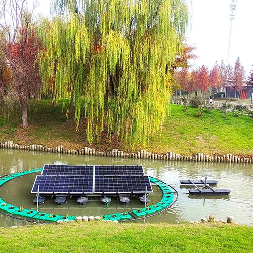 Système d'aération de bassin à énergie solaire pour le traitement des rivières, compact et pratique