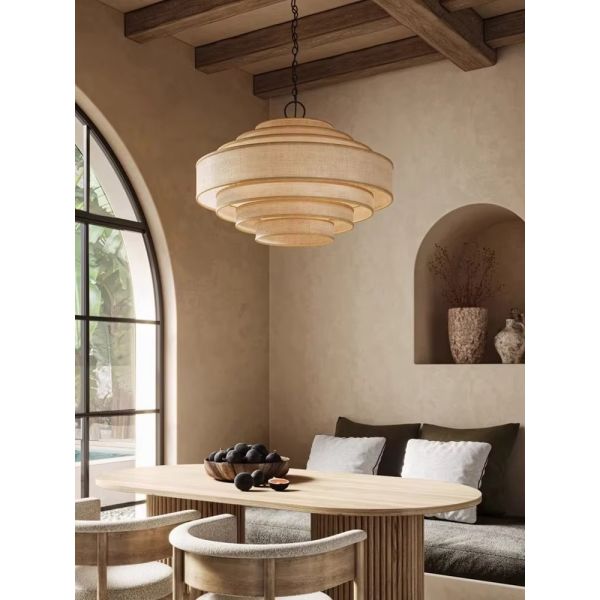 Living Dining Bedroom B&B Decoration Home Pendant Lights Indoor Lighting Fixtures Japan Style Wabi Sabi Fabric Chandelier (WH-VP-303)