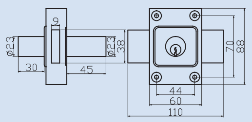 Rim Door Lock Surface Mounted Security Night Latch Lock 50 / 60 / 70mm Backset for Customer Requirements