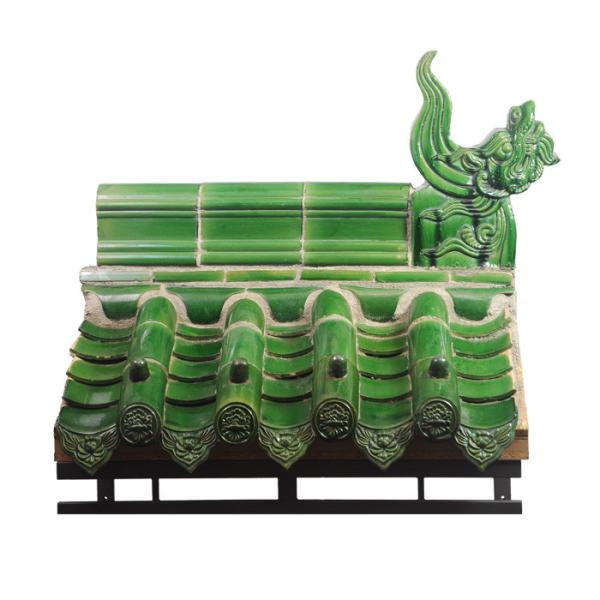 Vert chinois de toit de tuiles de pagoda de temple de style asiatique