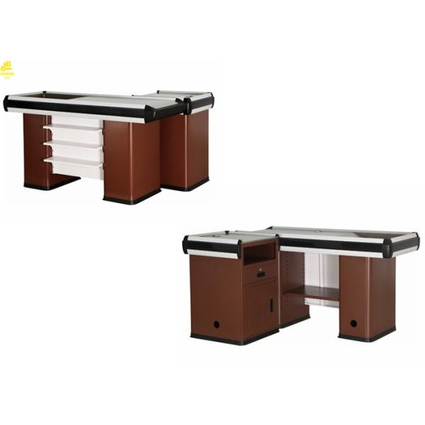 Non Electric Supermarket Cashier Counter , 1500x600x850mm Stainless Steel Cash Counter