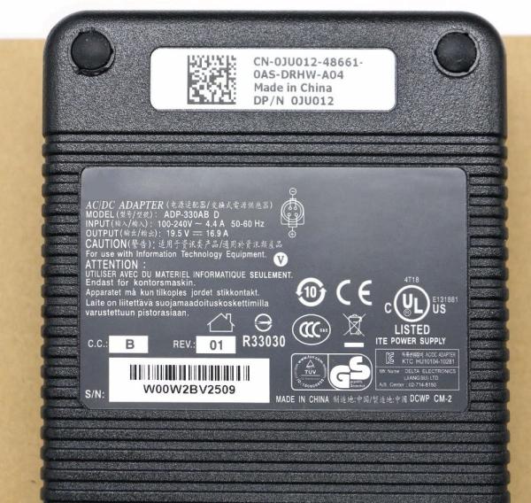 330W 19.5V 16.9A Dell Laptop AC Adapter Power Supply 1 Year Warranty