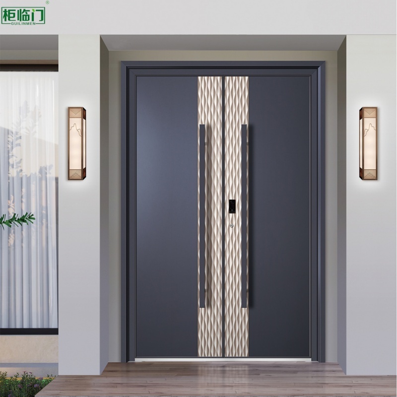 Modern Safety Aluminum Entry Doors Windproof Low Maintenance