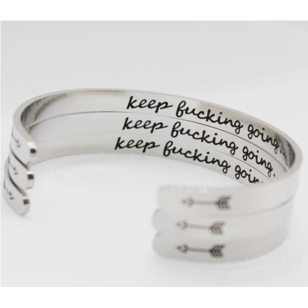 Titanium steel gold c shape bracelet lady jewelry Mother Thanksgiving Christmas gift engraved ornaments logo words