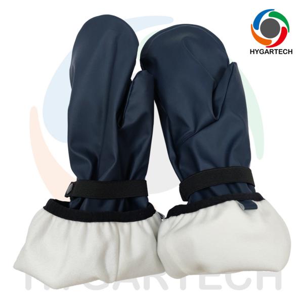 PU & Polyester Waterproof Windproof  Lined Blue Skiing Gloves For Winter Outdoor Adventures